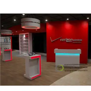 Balcão de vitrine de vidro para loja de celulares OEM, decoração de interiores, design de vitrine de loja de celulares