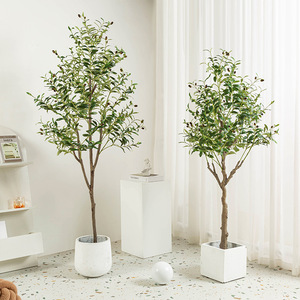 Grand olivier artificiel en pot pour intérieur, plantes vertes pour la maison, le salon, les fenêtres et la décoration des centres commerciaux - Product Image 1