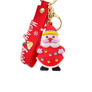 Vente en gros de porte-clés personnalisés en PVC souple 3D, accessoires de décoration de Noël, Père Noël avec impression sérigraphique - Product Image 1