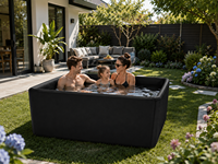 Grande piscine familiale gonflable noire en PVC Drop Stitch pour utilisation en extérieur dans la cour