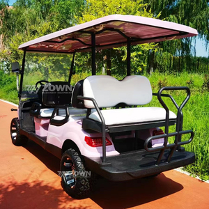 Gloss <b>Pink</b> 4 Seat Off-Road Golf Buggy Metal Front Guard Large All-Terrain Tires for Wedding Villa Guest Reception Transport - Product Image 2