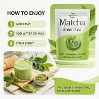 Poudre de thé vert Matcha en marque blanche OEM ODM, Poudre de Matcha de qualité cérémoniale 227g Végétalien Non sucré Complément antioxydant