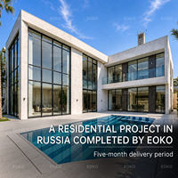 Projet de fenêtres panoramiques en aluminium pour villa de luxe EOKO Russie avec cadres fins de 60 mm, isolation thermique et design en verre panoramique