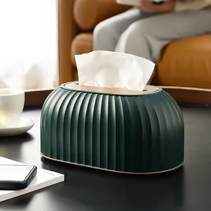 家用汽车办公餐厅新型自动升降纸巾盒塑料盖条纹设计餐巾架盒