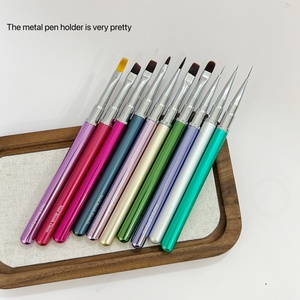 High-quality Nail <b>Brush</b> Set 10 Pcs One Stroke One Color Nail Art <b>Brush</b> High-quality Nylon Hair Support Customization - Product Image 1
