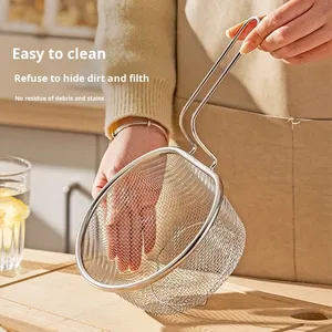 Scolapasta da Cucina - Cestello per Friggere in Acciaio Inox con Manico per Cucinare Verdure, Pesce, Frutti di Mare e Riscaldare Cibi - Product Image 3