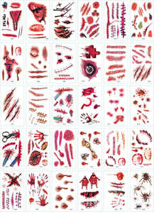 Pegatina de tatuaje de arte corporal temporal a prueba de agua para adolescentes cicatriz de Halloween mano espalda nombre calcomanía decorativa tatuaje corporal temporal - Product Image 2