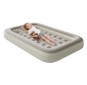 Cama de Viaje Inflable Gris para Niños Pequeños con Barreras de Seguridad de 4 Lados para Niños, Hogar, Camping, Hotel - Product Image 1