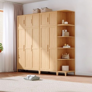 Armoire en bois massif de style nordique, porte à charnières de style japonais, armoire de rangement pour chambre à coucher, utilisation en appartement de petite taille - Product Image 2