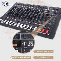 Console de mixage audio professionnelle AOSHEN RX12-RTS 12 canaux en métal avec 24 DSP, alimentation fantôme 48V, USB, karaoké, DJ, noire