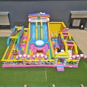 Château gonflable premium pour enfants avec parcours d'obstacles et toboggans pour événements en plein air, divertissement familial, usage commercial - Product Image 1