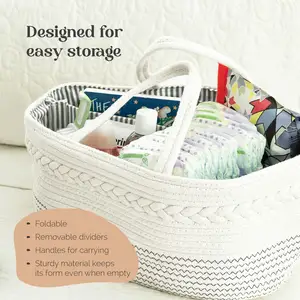 Hot Sale Cotton Rope Baby Organizer Basket Rope Nursery Storage Bin Diaper Caddy Organizer