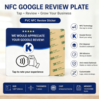 Etiqueta Adhesiva de PVC Personalizable con Código QR, NFC, para Reseñas de Google, Menú, para Restaurantes, Instagram, Membresías, Hoteles