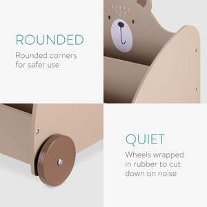 Bibliothèque en bois vert à trois couches pour enfants avec <span class=keywords><strong>table</strong></span> de roue d'armoire de rangement de jouets pour salon ou hôtel - Product Image 4