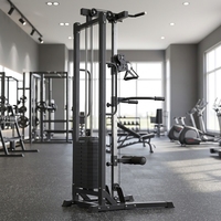 Station de musculation multifonction noire en acier avec système de câbles croisés, pour Lat Pulldown et entraînement de la pagaie basse