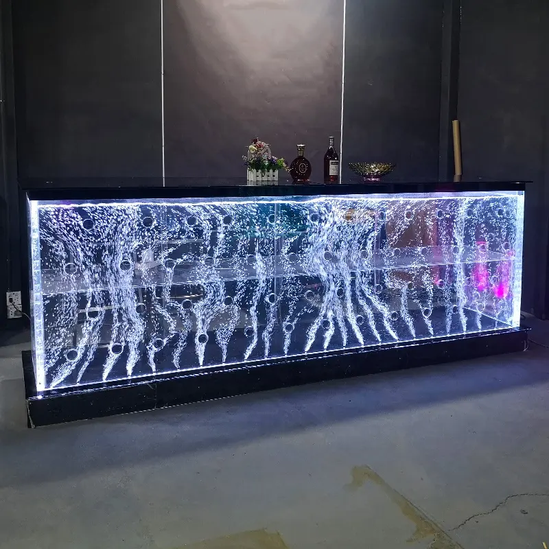 Bar dan Klub Malam Furnitur Akuarium Modern Berputar Gelembung Air Dinding Led Bar Desain Penghitung