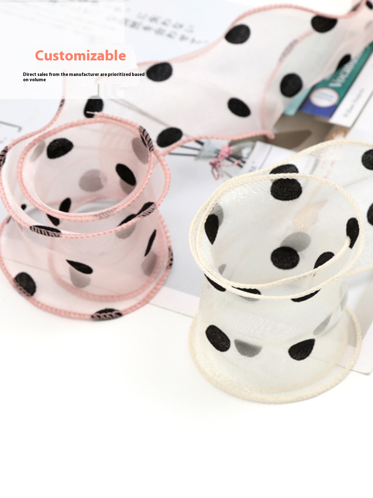 Fashionable DIY Ribbon Snow Yarn Gift Packaging Big Wave Point Fishtail Design Durable Polyester Material for Cake Baking