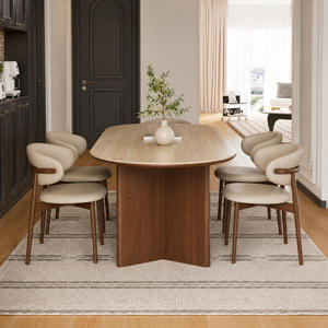 Tavolo da Pranzo in Stile Nordico Retrò per 6 Persone, <span class=keywords><strong>Design</strong></span> Moderno in Legno, Tavolo Ovale per <span class=keywords><strong>Cucina</strong></span>, Hotel e Casa - Product Image 1