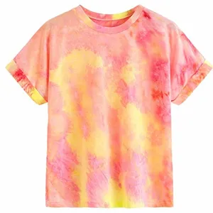 Hot Sale Customize T-shirt Logo Loose Casual Tie Dye Design T Shirt For Women