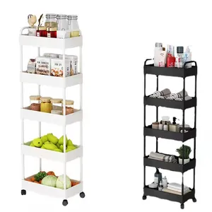 Keuken Spleet Plank Vloer Multi-layer 14Cm Breed Band Ondersteuning Trolley Ultra-Smalle Tegen De Muur 18cm Side Opslag Plank