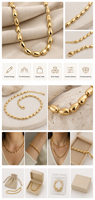 Collier chaîne à maillons martelés personnalisé en métal pour femme, cadeau de fête
