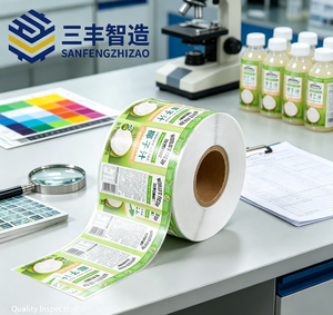 Étiquettes en papier autocollantes personnalisées Sanfengzhizao pour bouteilles de boissons, résistantes à l'eau, impression flexographique, noyau de 38 mm - Product Image 3
