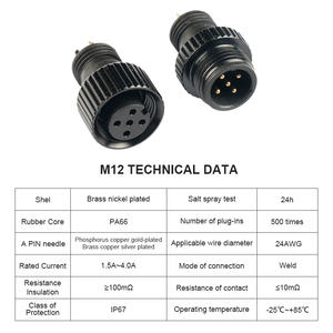 M12 Aerospace Luchtvaart Stekker 2-12pins Waterdichte Socket Mannelijke/Vrouwelijke Mount Pcb Compatibele Industriële Ethernet Apparatuur - Product Image 4