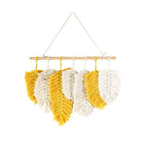 Tapiz Decorativo Boho Hecho a Mano para Colgar en la Pared, con Hojas Tejidas de Algodón, para Cabecera, Puerta o Porche - Product Image 1