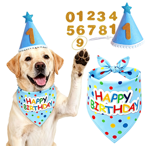 Suministros para Fiesta de Cumpleaños de Perro, Conjunto de Disfraces con Pañuelo y Sombrero de Feliz Cumpleaños para Perro, con Pegatinas de Números, Disfraz Ajustable para Mascotas, Regalo para Perros - Product Image 6