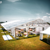 Tentes de réception transparentes en verre pour événements, mariages et fêtes de luxe, en aluminium, pour 100, 300, 500, 1000 personnes, avec toit transparent