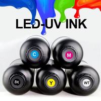 Encre UV DTF CMYKW Vernis Encre UV durcissable par LED pour impression d'autocollants de transfert d'étiquettes en cristal sur film UV DTF AB