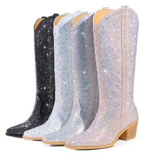 Scarpe da <span class=keywords><strong>donna</strong></span> di alta qualità rosa con tacco alto da Cowboy stivali da <span class=keywords><strong>donna</strong></span> - Product Image 1