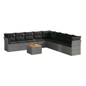 Ensemble de canapés de jardin en rotin gris modulaire, collection de meubles d'extérieur, 10 places, design contemporain - Product Image 1