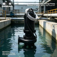 Pompe submersible pour eaux usées DINGAO, série WQ, 8-1300m³/h, 3 pouces, en fer chromé haute pression, avec interrupteur à flotteur