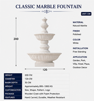 Fontaine de jardin en marbre à double couche de style européen BSA, sculptée à la main en pierre naturelle, pour villa, hôtel, cour.