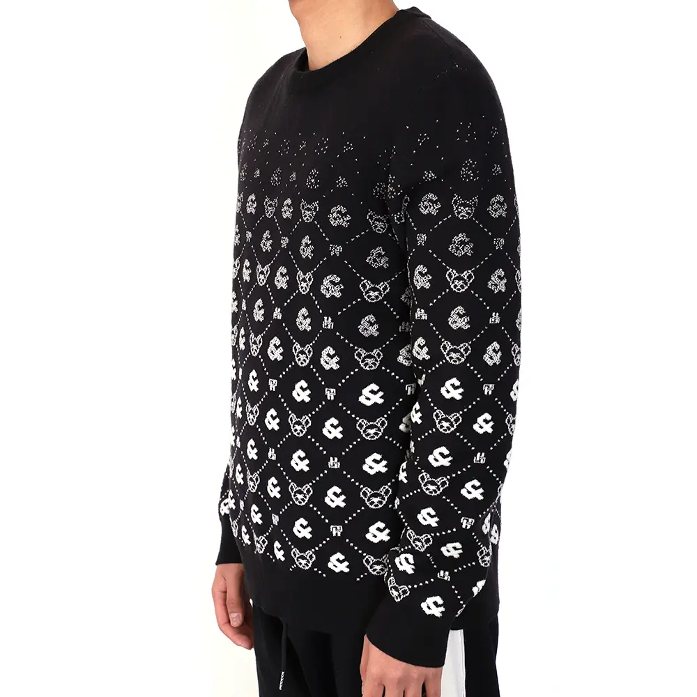 Individuelles OEM & ODM Herren Jacquard Langarm Pullover Strickwaren Muster Designer individuelle Strickpullover Pullover für Männer