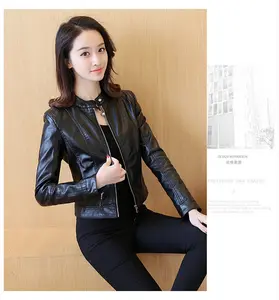 Women Outwear Suede Leather Jacket Coats Flight Biker Motorcycle Coat Ladies Black Streetwear Zipper Jacket M0291