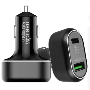 High Power 63W Dual Port Mobile Phone QC4.0+ Car Charger Quick Charge 3.0 USB-C PD Car Charger For Macbook