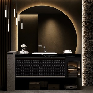 Italian minimalist semi-circular smart digital display <b>mirror</b> with large-capacity storage bathroom cabinet - Product Image 1