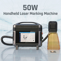 Machine de marquage laser à fibre portative de 50 W, petite taille, avec support de bureau pour la gravure sur métal, acier inoxydable, pierre, acrylique