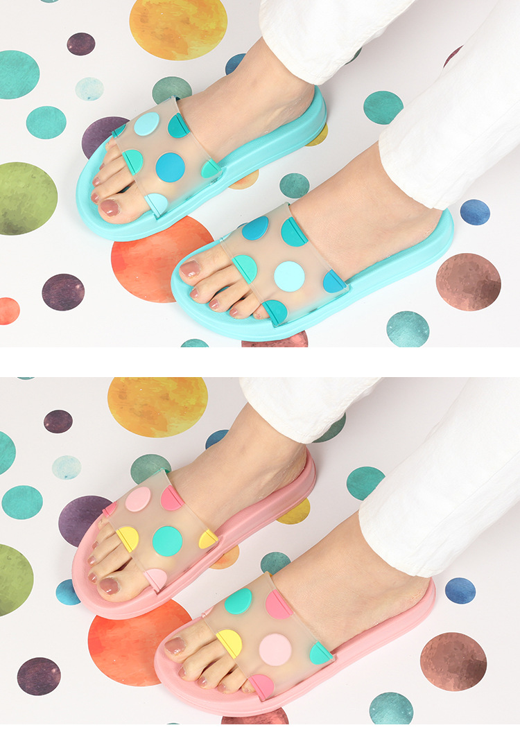 Custom Transparent Slippers Indoor Non-slip Cute Cartoon Polka Dot Slippers for Women