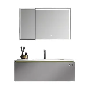 BNITM批发现代浴室镜子浴室柜36英寸梳妆台带洗手盆水槽套装发光二极管镜子