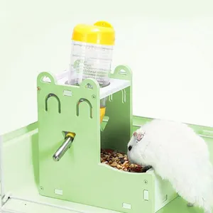 2 In 1 Fountain Dispenser Bottle Lovely Small Animal Rabbit Toys Automatic Food Pet Hamster Water Feeder