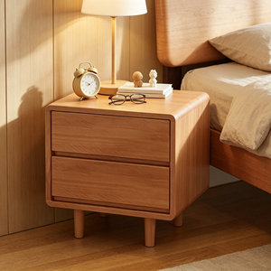Modern Wood Nightstand with 2 Drawers Storage Bedroom Furniture Scandinavian Design Home Decor - Product Image 6