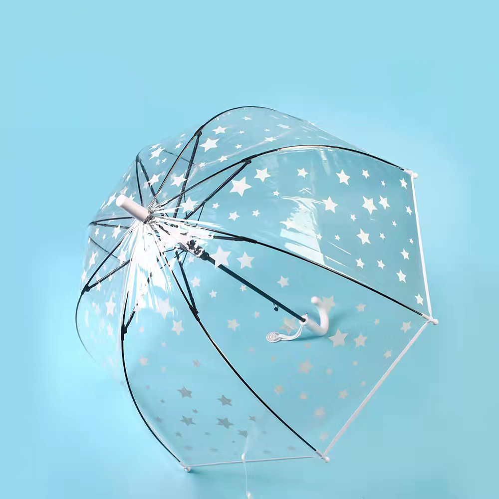 Fisura – Parapluie transparent enfant patos jaune et bleu. Parapluie cloche avec ouverture automatique. Idée cadeau pour enfants. Diamètre : 67,5 cm. Design ludique