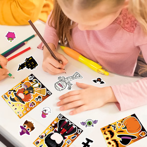 8 autocollants Halloween pour créer un visage, autocollants puzzle de maternité, autocollants fantaisie et science-fiction en plastique, autocollants cadeaux pour boîte-cadeau de fête d'Halloween - Product Image 2