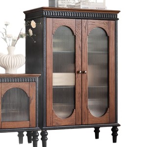 French Retro Solid Wood <b>Sideboard</b> 78x40x118cm Storage Cabinet Living Room Furniture - Product Image 5