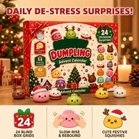 Calendrier de l'Avent de Noël 24 jours : Boîte mystère avec jouet anti-stress compressible et mini-buns réalistes – En stock