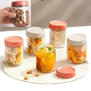 Paquete de 4 recipientes de avena para la noche con tapas, tarros de vidrio de 16oz, preparación de comidas, ensaladas, <span class=keywords><strong>cereales</strong></span>, aperitivos, pudín, almacenamiento de yogur - Product Image 2