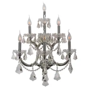 Maria Theresa Grand 7-light Chrome Finish and Crystal chandeliers Large Candle 3-tier Extra Large luxury Wall Sconce lamps